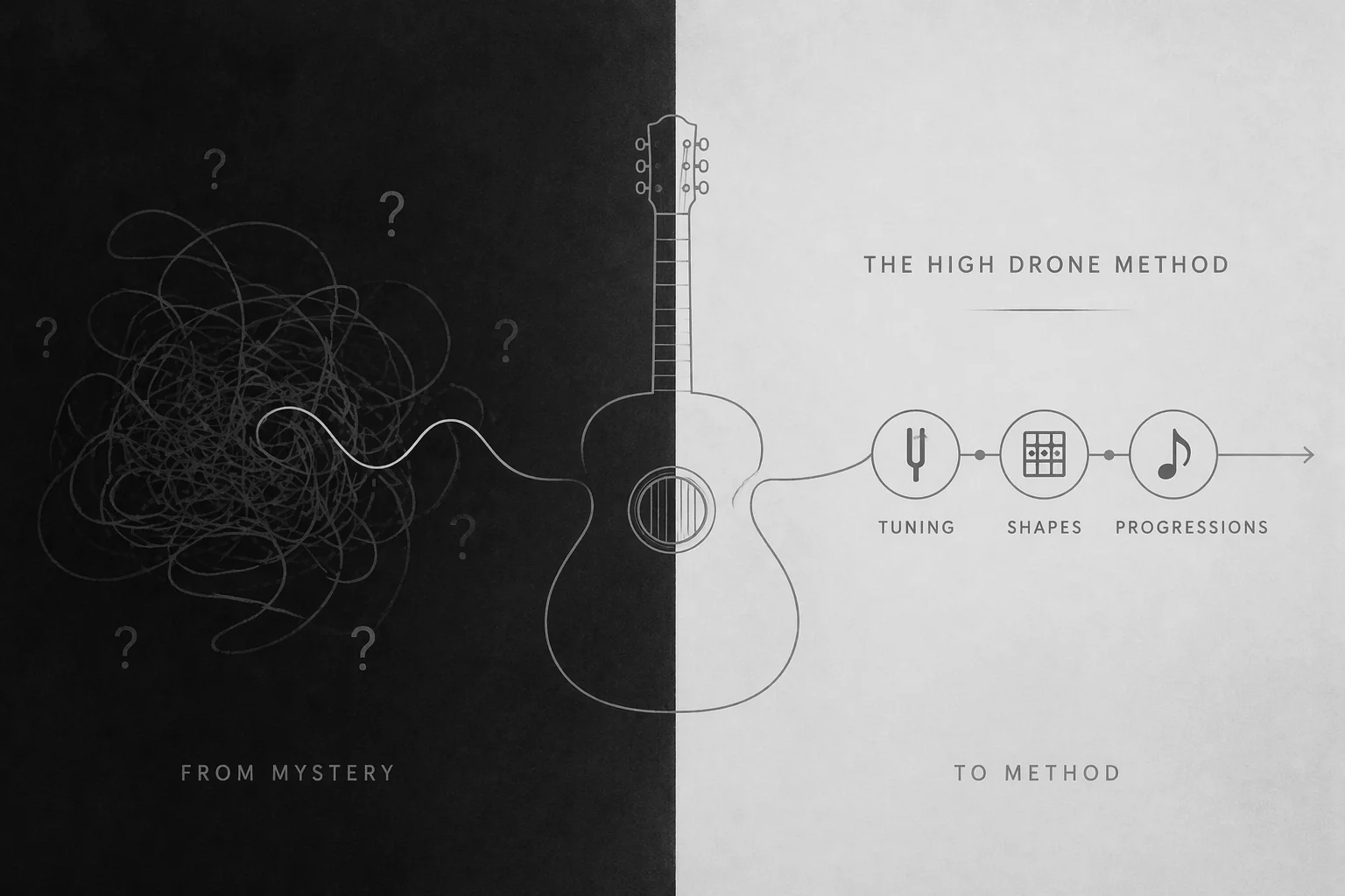 Abstract illustration of moving from mystery to method